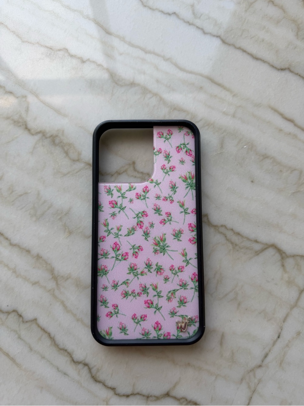 Wildflowers Pink Floral Phone Case with Black Bumper for iPhone 14 ProMax